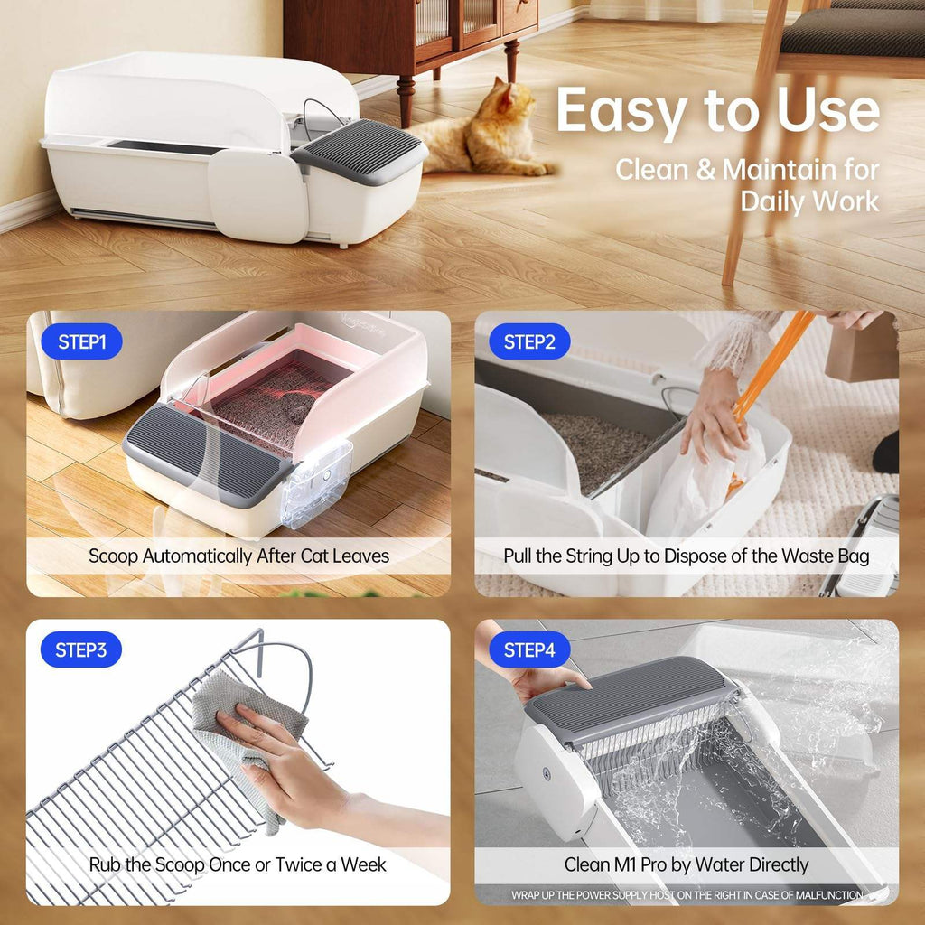 F&F Automatic Self-cleaning Cat Litter Box | Open Smart Litter Tray